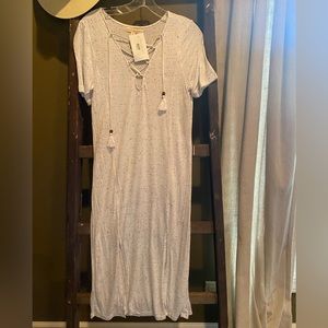 NWT midi dress. Made by Blush Noir in size Small. White with black speckles.